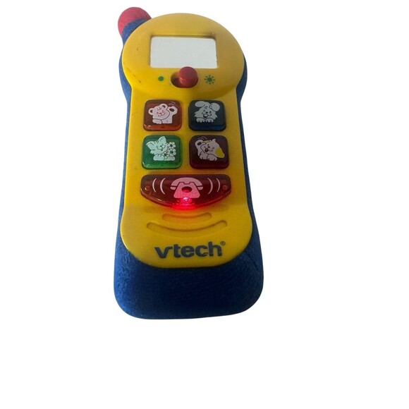 Vintage VTech Little Tiny Touch Phone Lights Up Rare Blue Velvet Animals Works - Picture 15 of 16